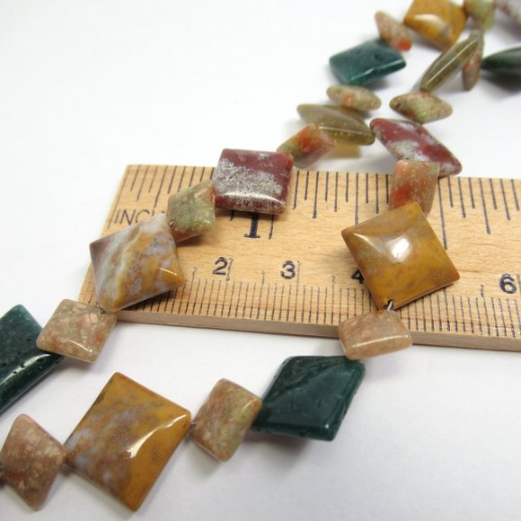 Jasper diamond bead gemstone necklace - Picture 8 of 9